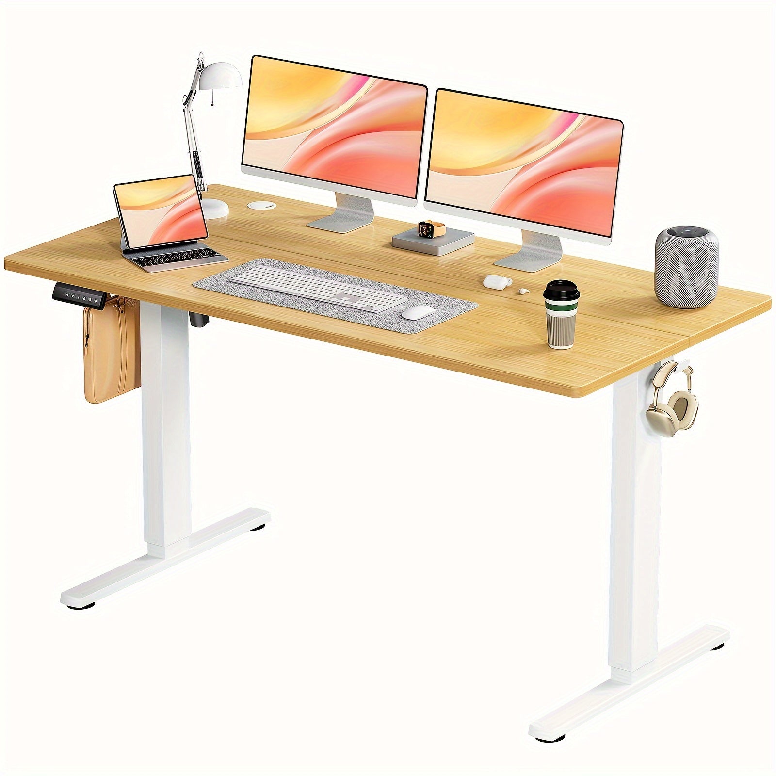 Height Adjustable Electric Standing Desk - 40/48/55/63 Inch Motorized Lift Computer Task Table with Spacious Workspace - Ergonomic Rising Desk for Office and Home with 4 Color Options